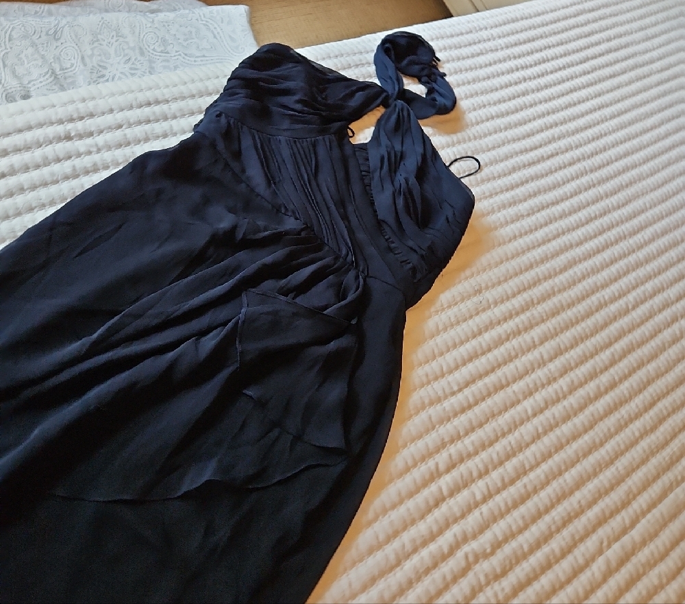 Badgley Mischka Black Asymmetrical Halter Sundress - Picture 4 of 4